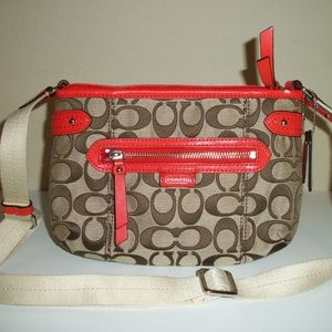 Authentic Coach Tan\Orange Leather Clutch Shoulder